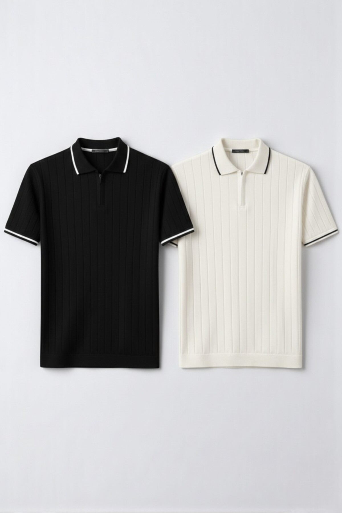 Erkek Fitilli Triko Polo Yaka Tişört 3’lü Set – Terletmeyen Pamuklu Yazlık Likralı