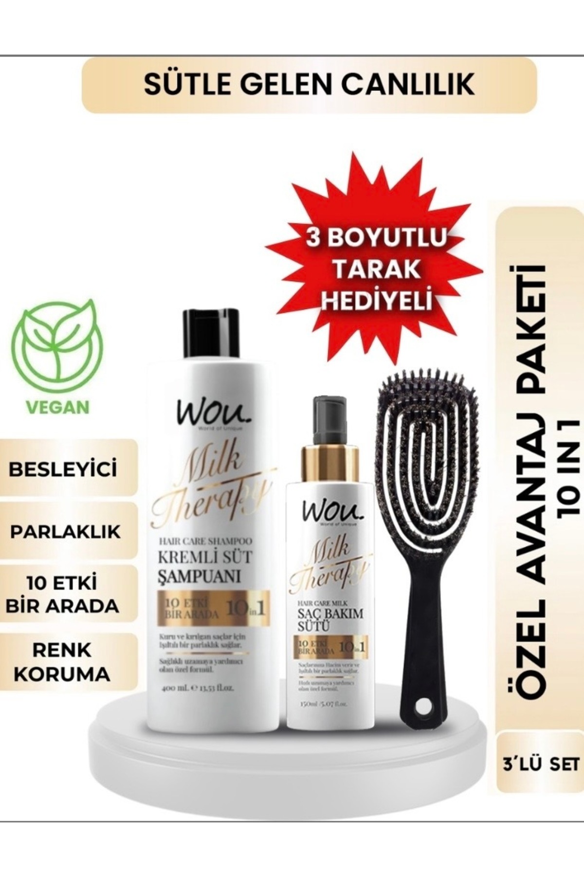 WOU World of Unique Milk Therapy Şampuan 400 ML+Milk Therapy Milk Therapy Saç Bakım Sütü 150ml/Lüx T - Fiyatı, Yorumları