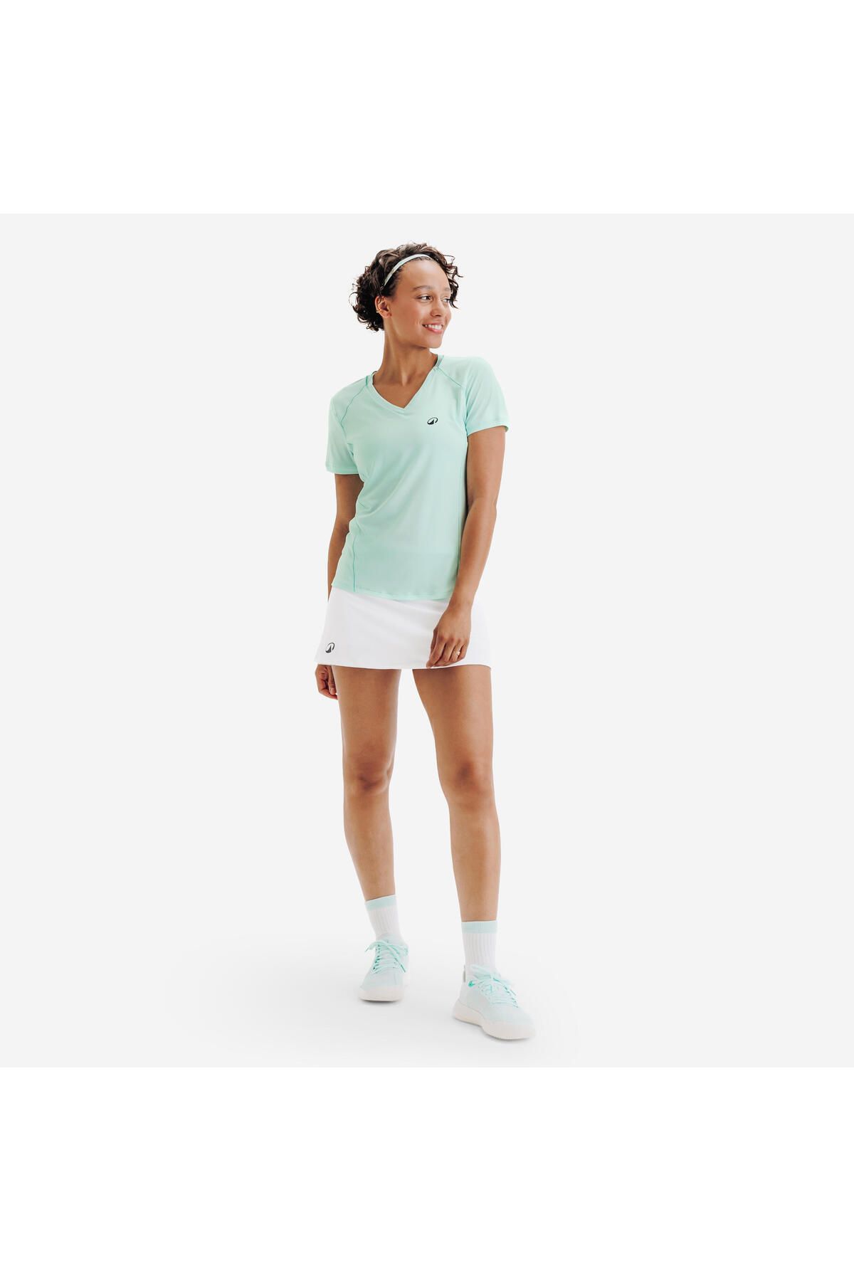 Decathlon Kuikma Kadın V Yaka Tenis Tişörtü - Yeşil - Dry görsel 2