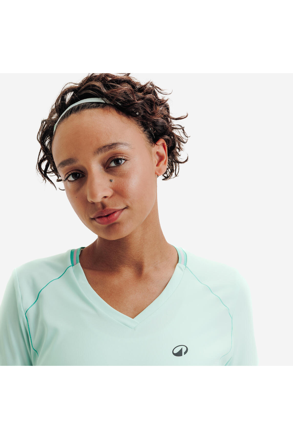 Decathlon Kuikma Kadın V Yaka Tenis Tişörtü - Yeşil - Dry görsel 3