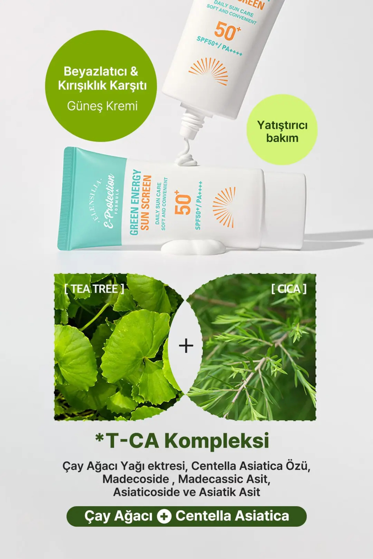 Hassas Ciltlere Özel Yatıştırıcı SPF50+PA++++ Kore Güneş Kremi Green Energy Sun Screen — 8809684OOO175 — تصویر 4 از 5