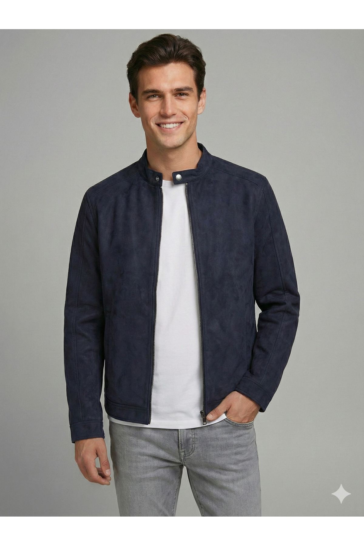 Jack & Jones  Jack&Jones Dylan Clean Erkek Lacivert Bisiklet Yaka Ceket