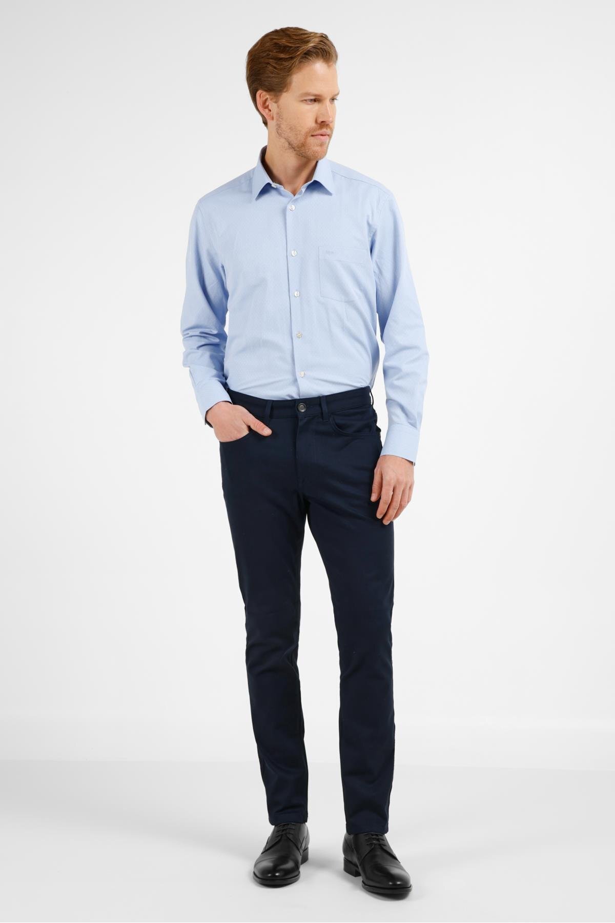 İmza  Koyu Lacivert 5 Cep Düz Paça Pamuklu Slim Fit 5 Cep Casual Pantolon 1003255154 - Görsel 3