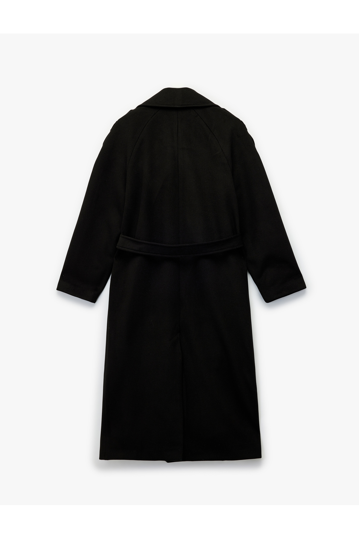 Koton  Uzun Kollu Cepli Kruvaze Düğmeli Kemerli Kaşe Kaban - Görsel 3