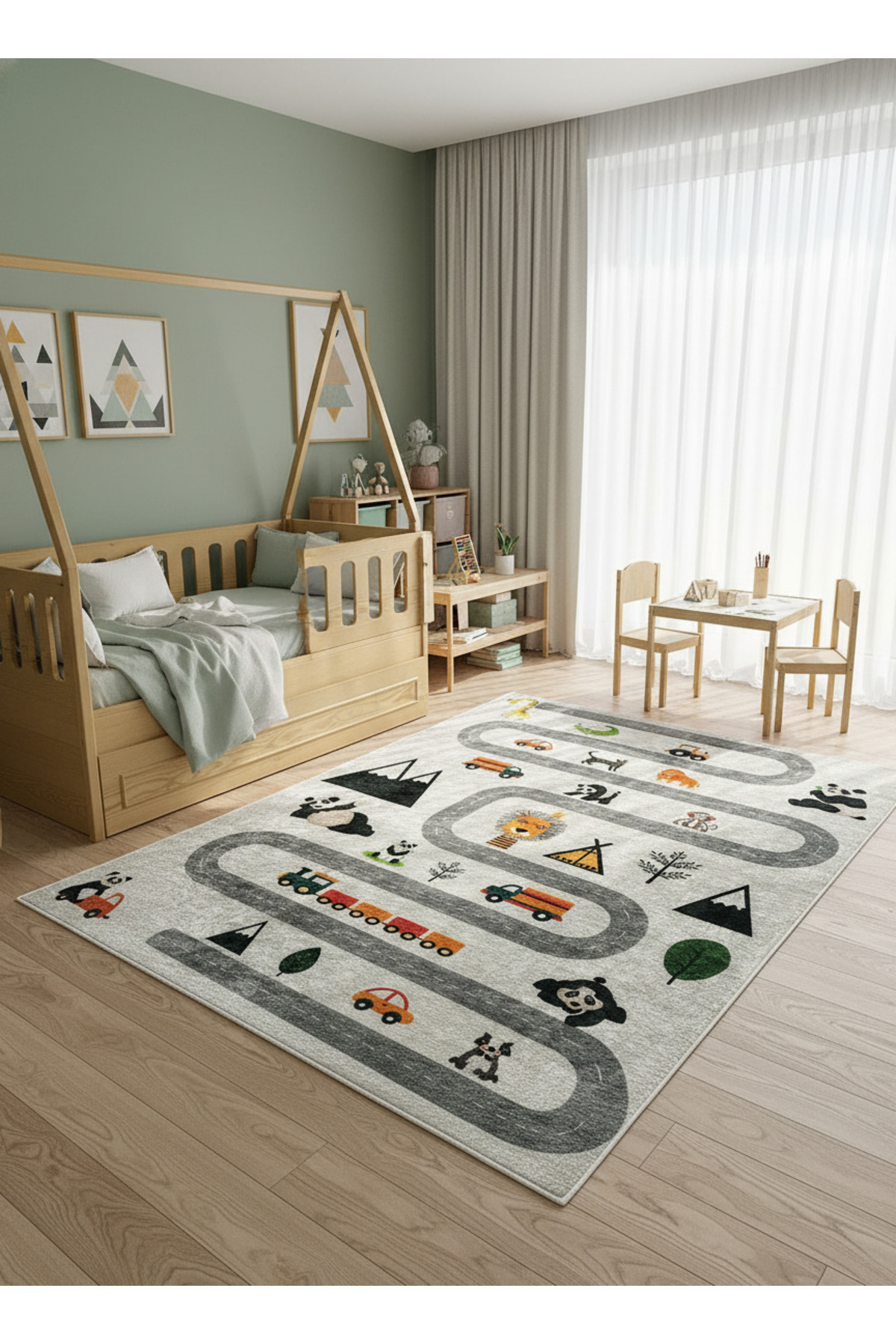 ALLGELSİN Yıkanabilir Kaymaz Tabanlı Çocuk Odası Halısı Ince Aktivite Ve Oyun Halısı 160x230 4m2 fotoğrafı 2 (önizleme)