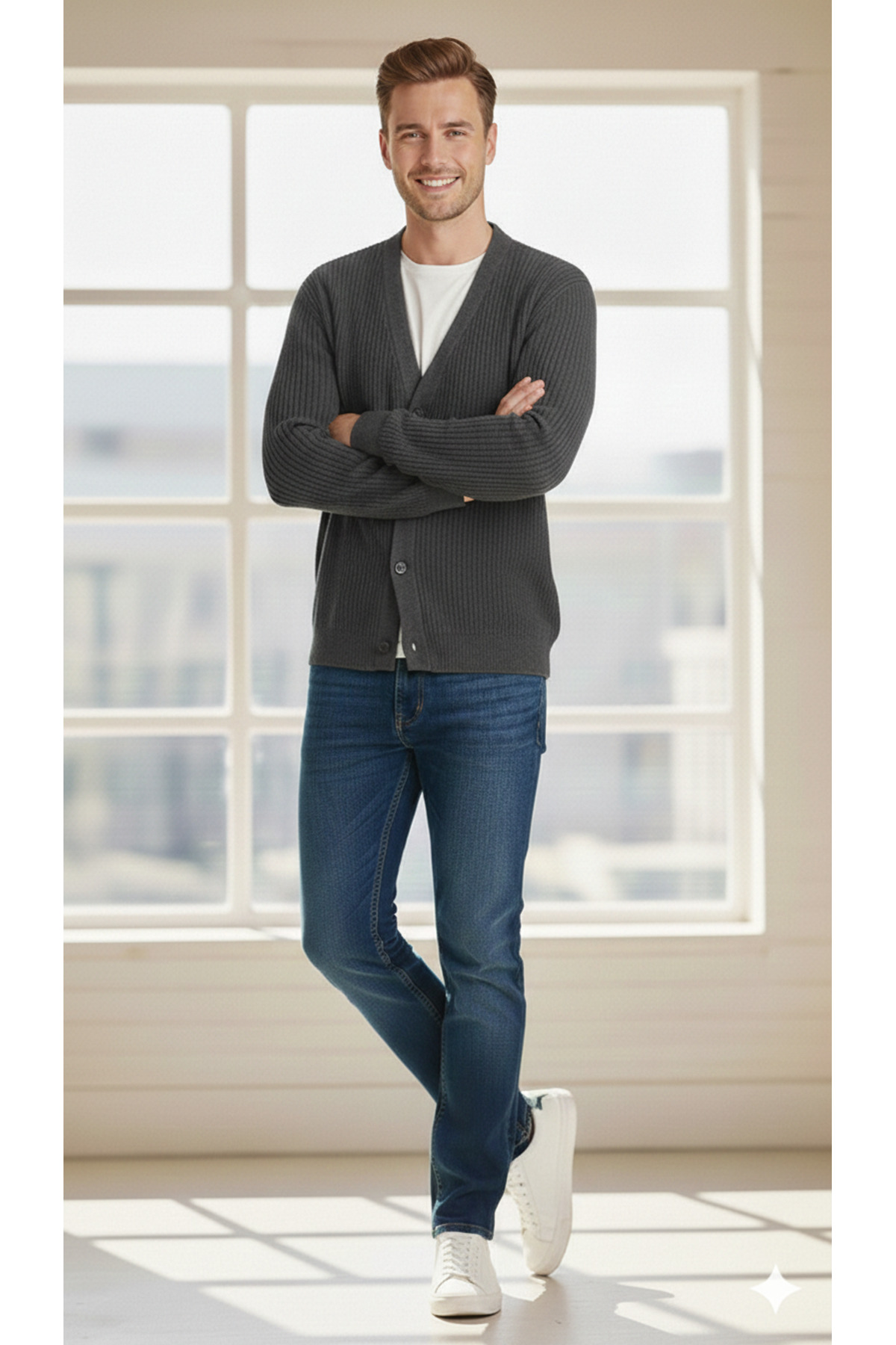 youknitwear you  Maximin %100 Pamuk Erkek Triko Hırka - Görsel 3