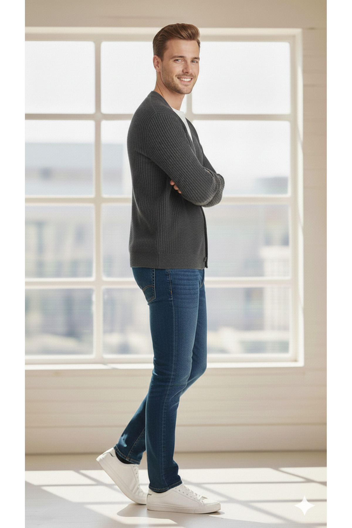 youknitwear you  Maximin %100 Pamuk Erkek Triko Hırka - Görsel 2