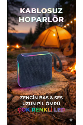 TARÇIN Mini Taşınabilir Bluetooth Hoparlör - Çok Renkli LED Işıklı Yüksek Ses...