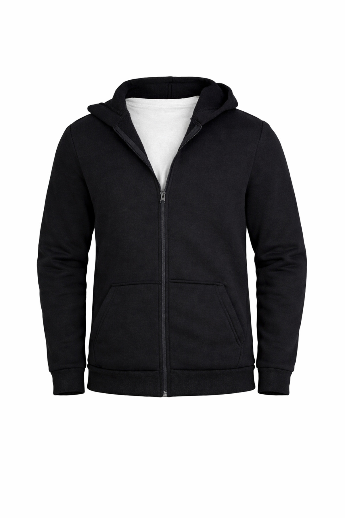 CLIPMAN  Erkek Slim Fit Örgü 3 İplik Fermuarlı Polar Hırka Siyah - Görsel 3