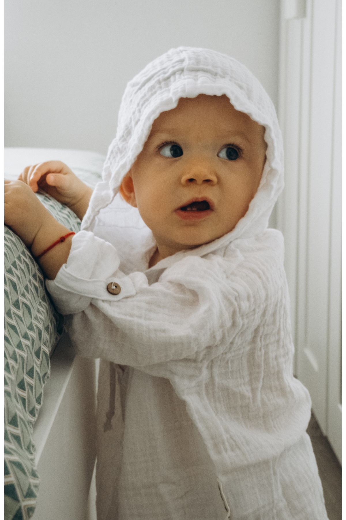 Caline Baby 2 Kat Müslin Unisex Bebek Gömleği - Beyaz fotoğrafı 2 (önizleme)