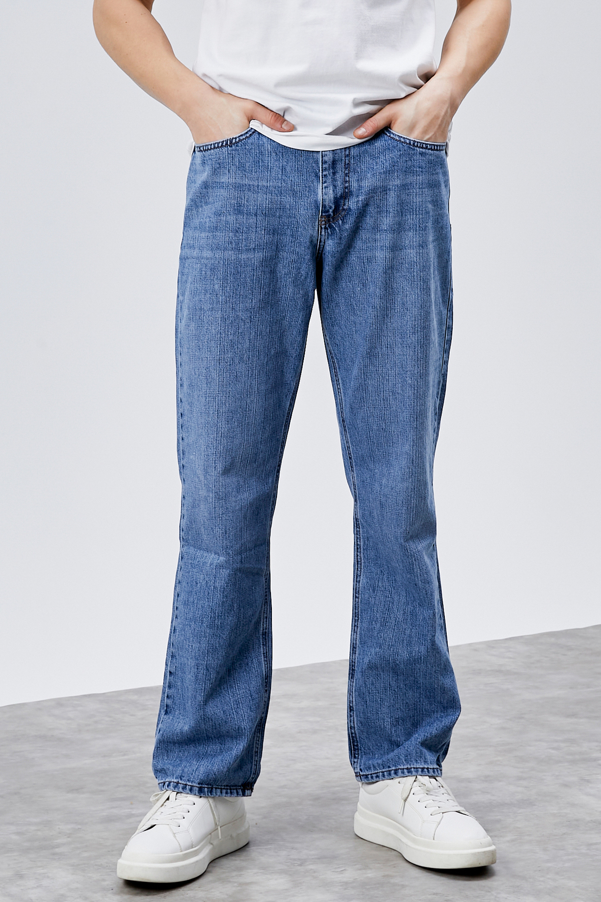 HLT JEANS  Erkek Açık Mavi Straight Baggy Fit Bol Kesim %100 Pamuk Denim Loose Jeans Kot Pantolon Chris - Görsel 5