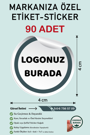GSticker Kişiye Özel Firma Şirket Marka Butik Logo Sticker Paketleme Kargo Am...