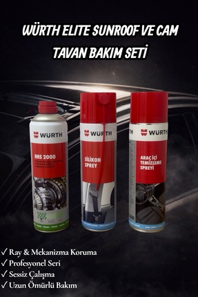 Würth Prime Cars ELITE Sunroof Cam Tavan Bakım Seti