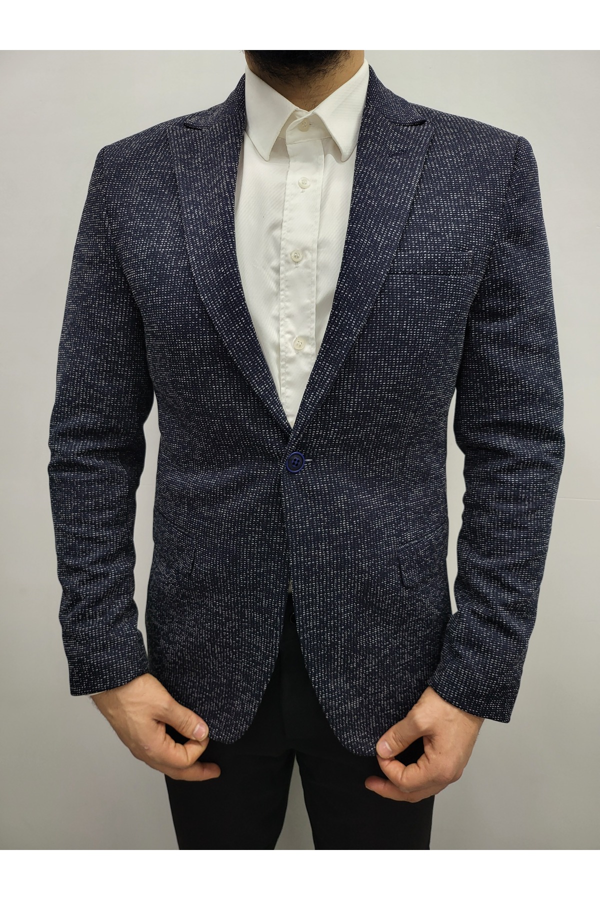 Genel Markalar  Lacivert Slim Fit Astarlı Erkek Blazer Ceket, Şık Ceket - Görsel 4