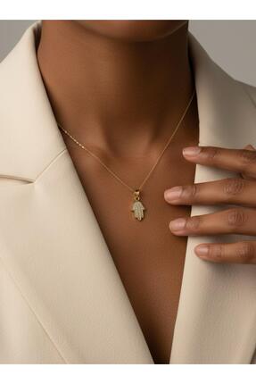 Altıncık 14 Ayar Altın Fatma Ana Eli Kolye