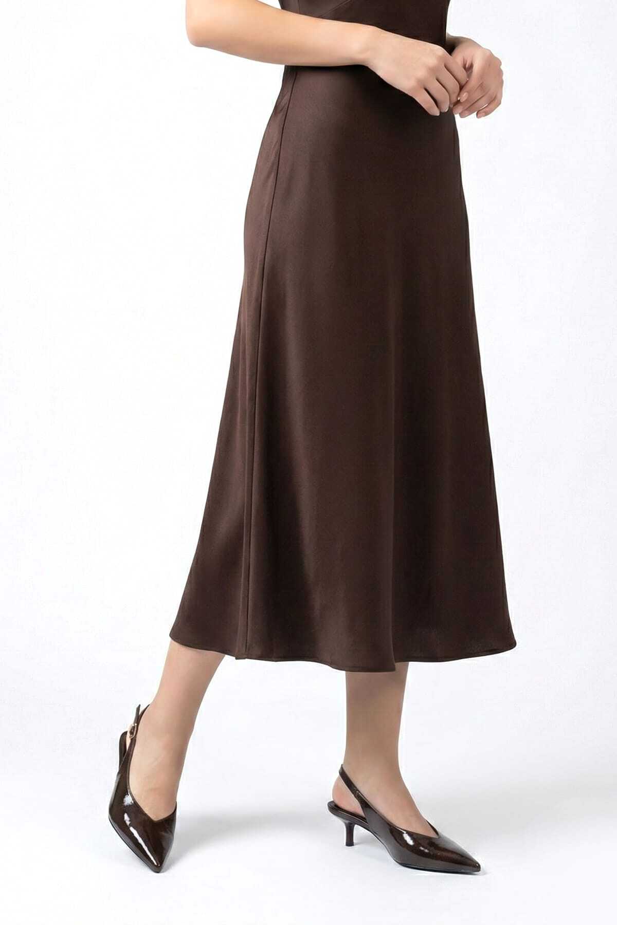 simplicity  Acı Kahve Kırışık Rugan Kitten Topuklu Ayakkabı - Görsel 4