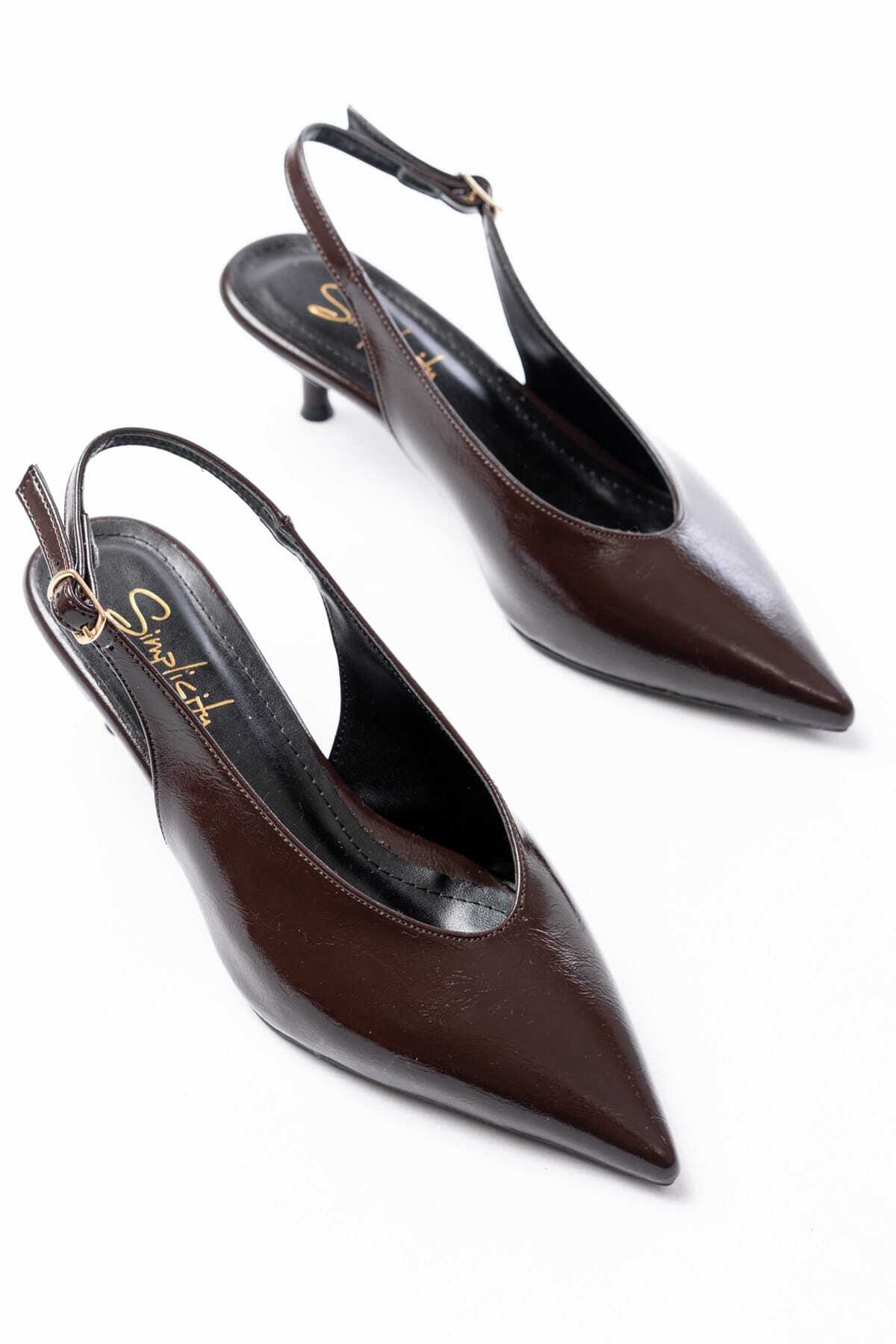 simplicity  Acı Kahve Kırışık Rugan Kitten Topuklu Ayakkabı - Görsel 2