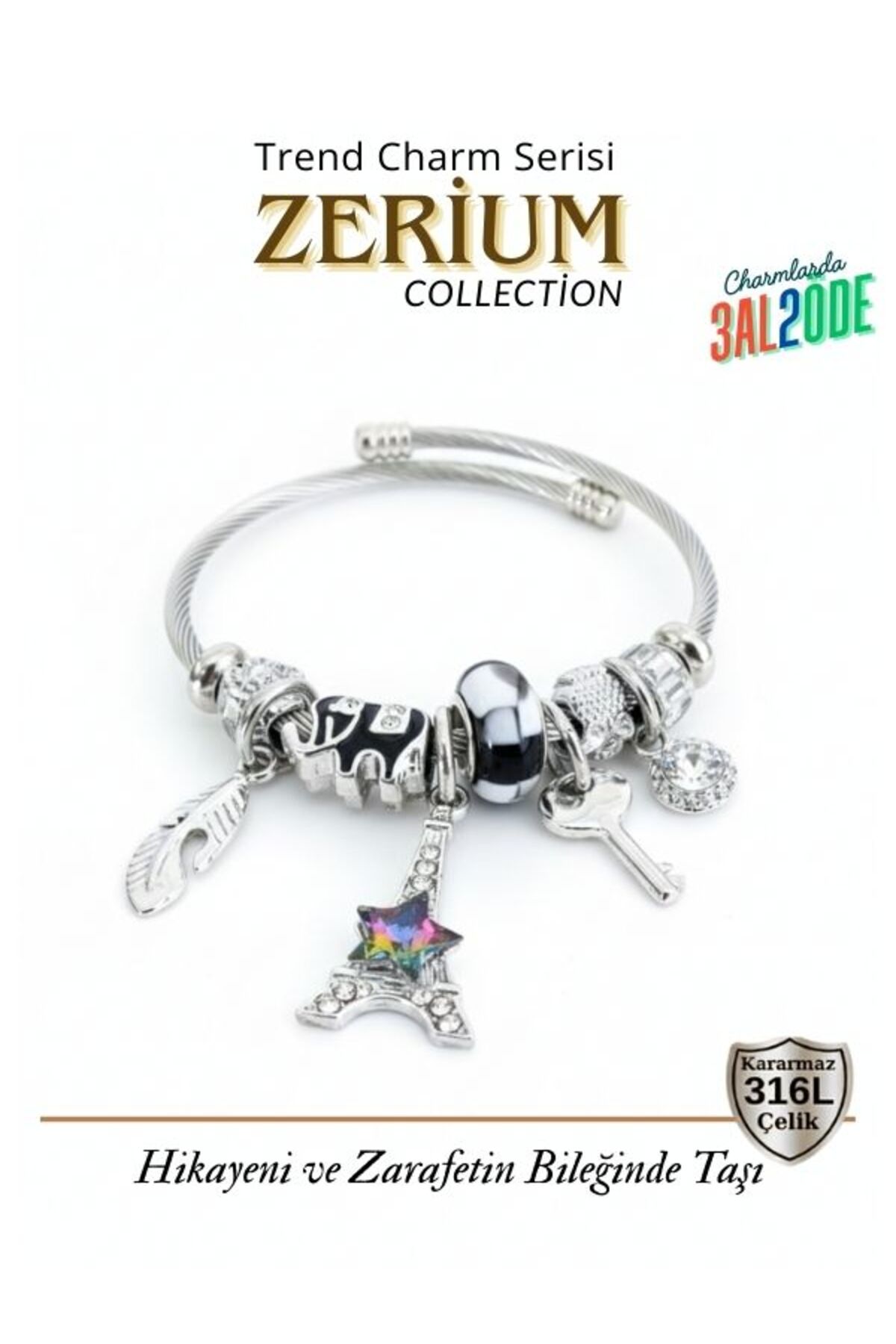 Modern Steel Stylish New Generation Design Charm Bracelet Eiffel Tower