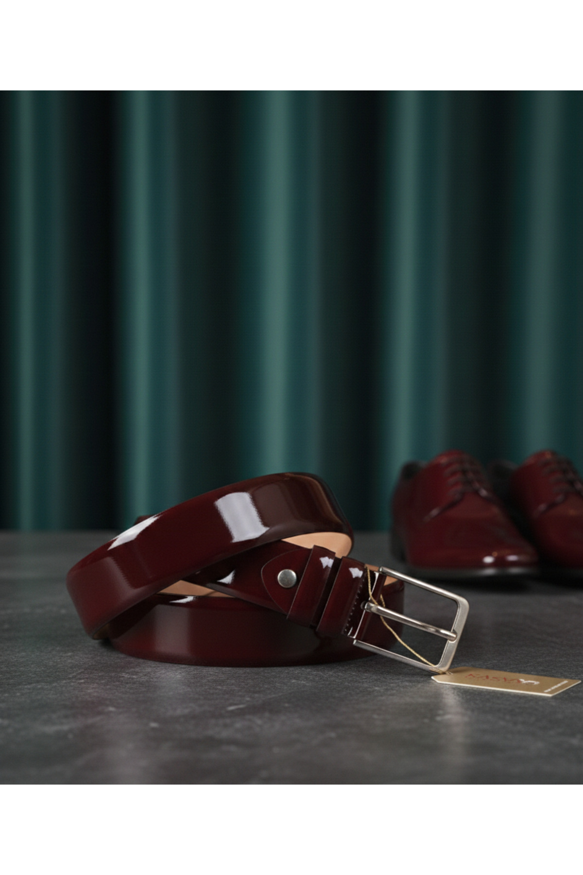 KASVA DERİ 3.5 Cm Bordo Rugan Orijinal Deri Kemer görsel 3
