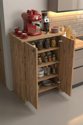 BAGAX Çok Amaçlı Dolap 2 Kapaklı | Barista Mini Kahve Köşesi Mutfak Dolabı Ki...