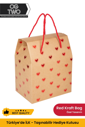 OGTWO Sevgililer Günü İçin Hediye Kutusu Çanta Kalpli Kraft Karton Sevgiliye ...