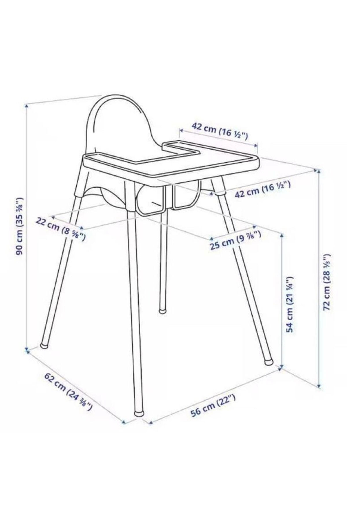IKEA Unisex Beyaz Antilop Tepsili Mama Sandalyesi fotoğrafı 2 (önizleme)