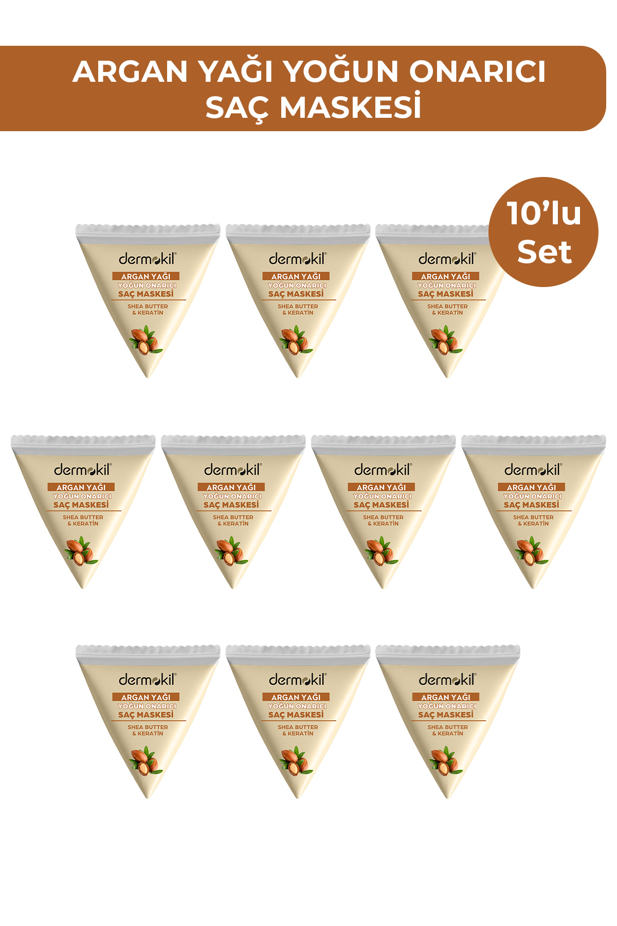 Dermokil Argan Özlü Yoğun Onarıcı Saç Maskesi 25 ml x 10 Adet — 8697916026631