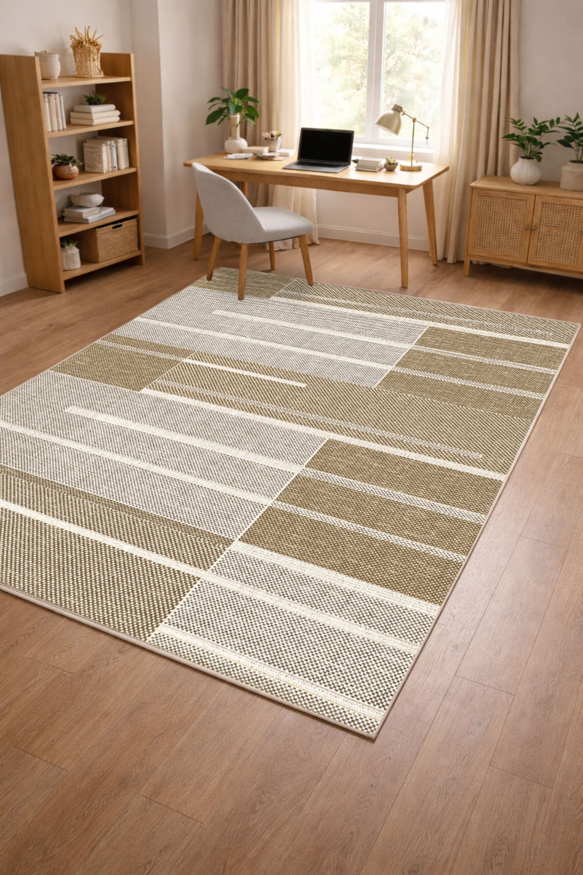 Decomia Home Covor Digital Anti-alunecare, Lavabil, Modern, Cu Dungi, Rotund, Pentru Sufragerie, Covor De Bucătărie, Covor De Intrare, Decor Pentru