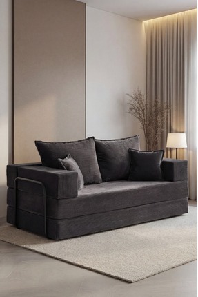 Huga Mobilya Zara Kanepe, Fitilli Kadife, Yatak Olabilen, Tamamen Fermuarlı, ...