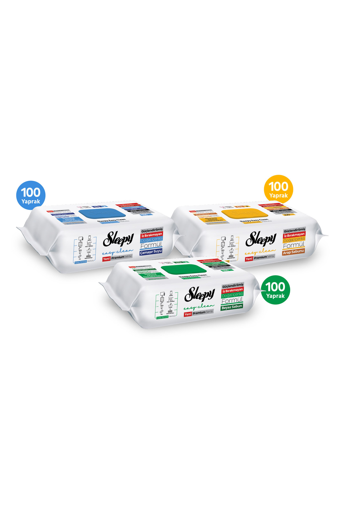 دستمال تمیزکننده سطح Easy Clean Premium با 300 برگ شامل صابون سفید، مایع سفیدکننده و صابون عربی