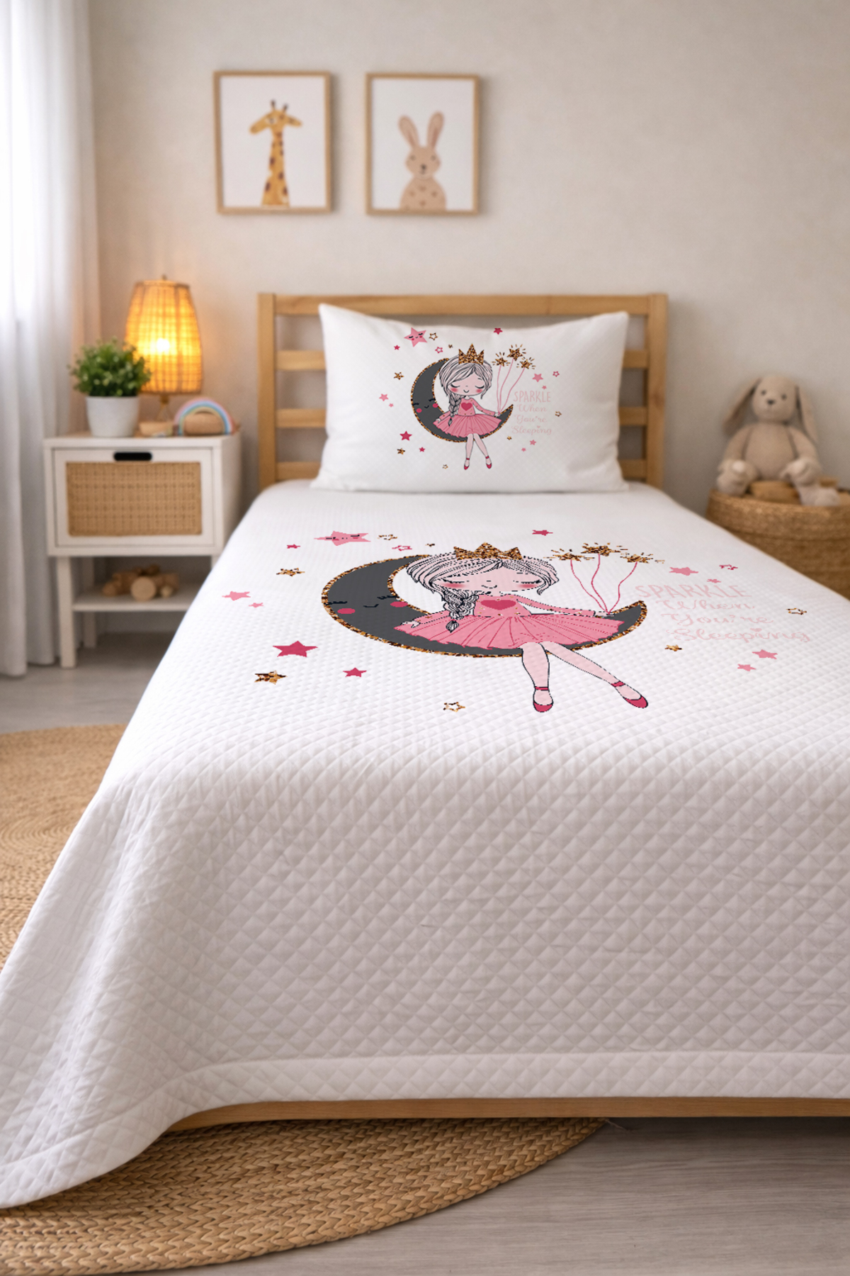 Evmila Aykız Desenli Bebek Ve Çocuk Baskılı Tek Kişilik Pike Takımı 160x230 Beyaz fotoğrafı 2 (önizleme)