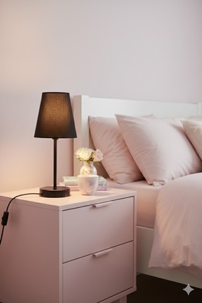 NAVEMU Gala Abajur ( Siyah Gövde Statik Boya / Q16 Cm Konik Başlık / Finlin S...