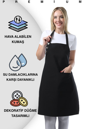 TOSHE Mutfak Önlüğü Su Geçirmez Şef Önlüğü 2 Geniş Cepli Barista Önlüğü Önlük