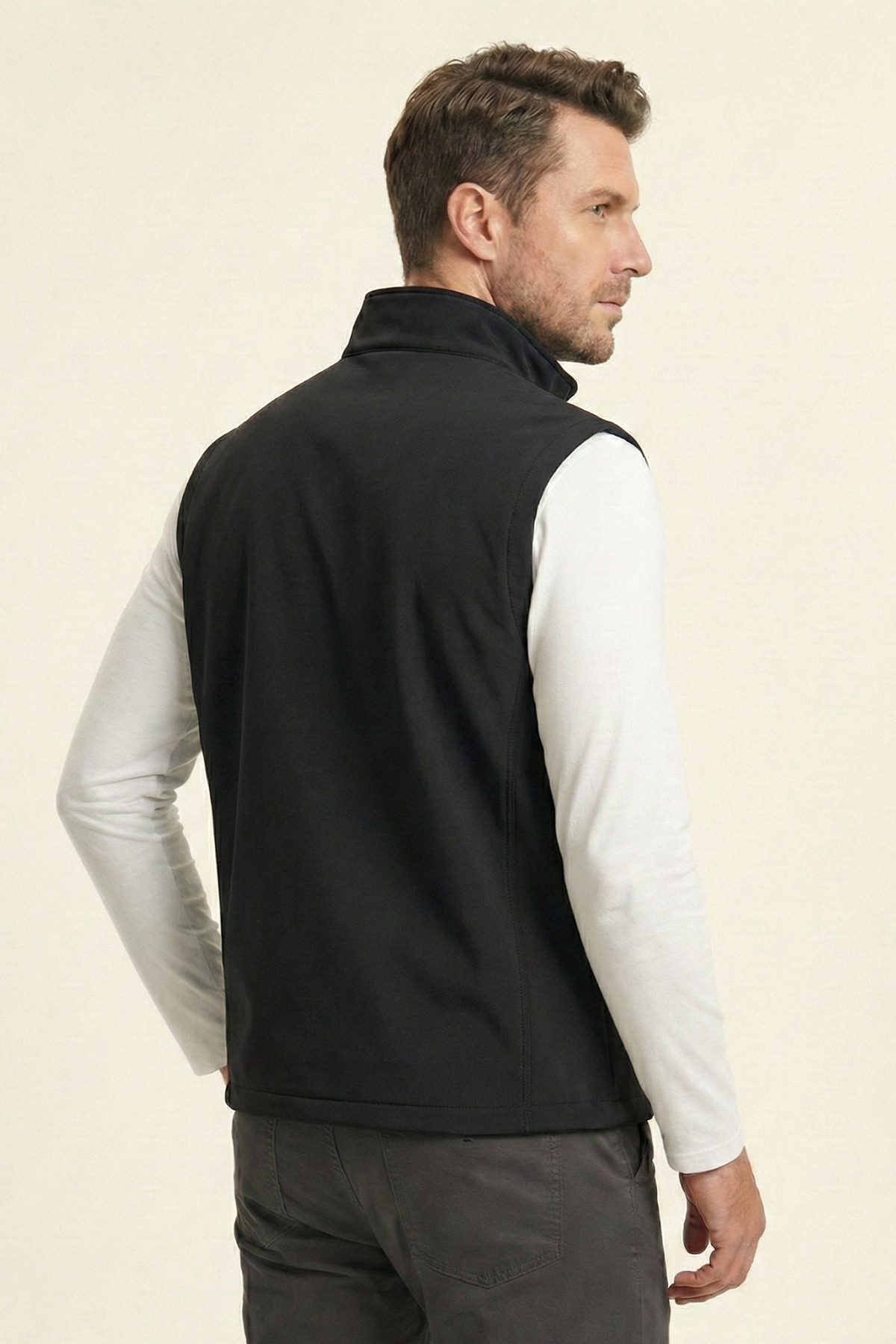 GENIUS STORE  Erkek Yelek Softshell Su Geçirmez Tam Fermuarlı Cepli Normal Kalıp Spor Yelek - Görsel 3