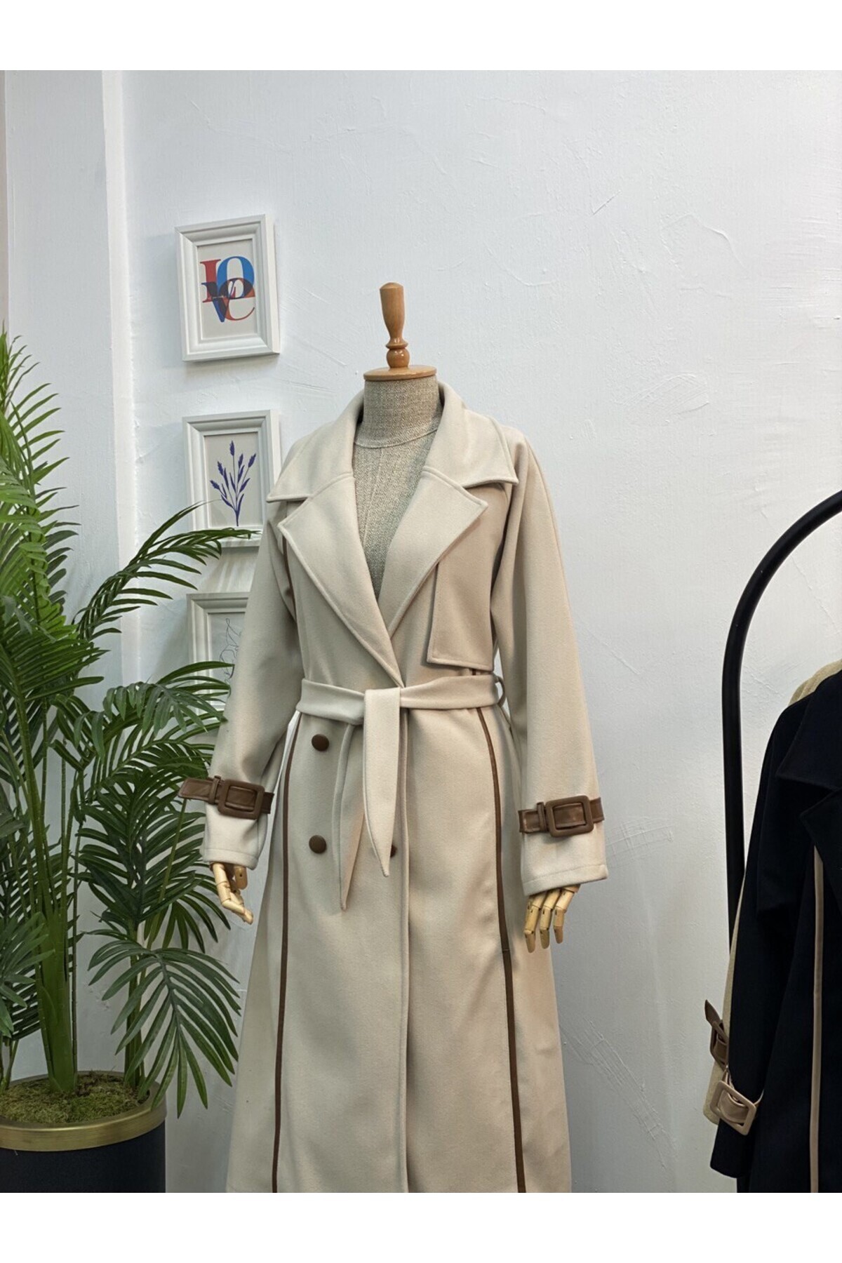 Esre Store  4439 - Kemerli Tesettür Kaban Taş - Görsel 2