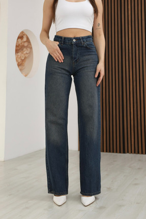 macharel jeans Kadın Yüksek Bel Jean Kot Palazzo Pantolon