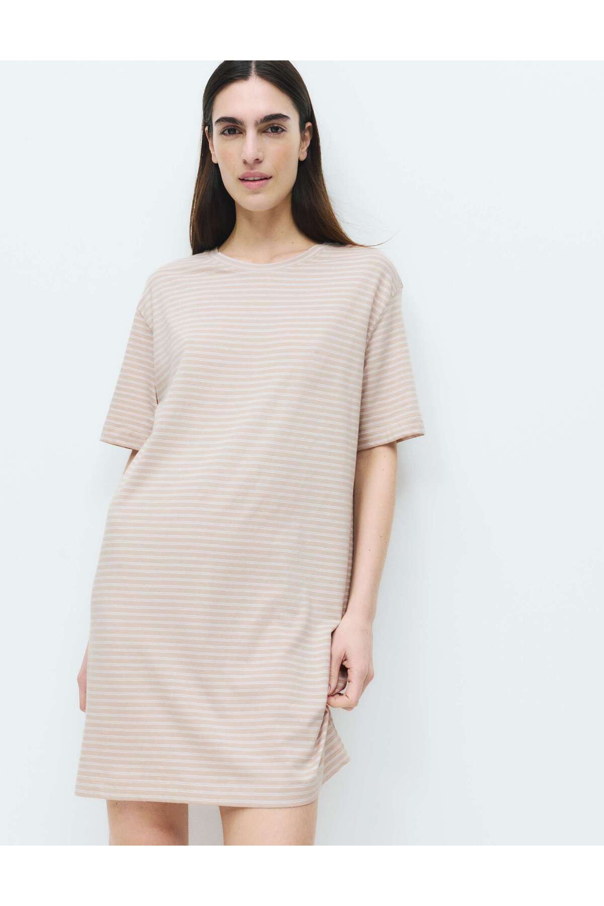 Marks & Spencer Pamuk-Modal Çizgili Kısa Gecelik