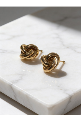 NESBAWORLD ALTIN RENK DÜĞÜM KÜPE