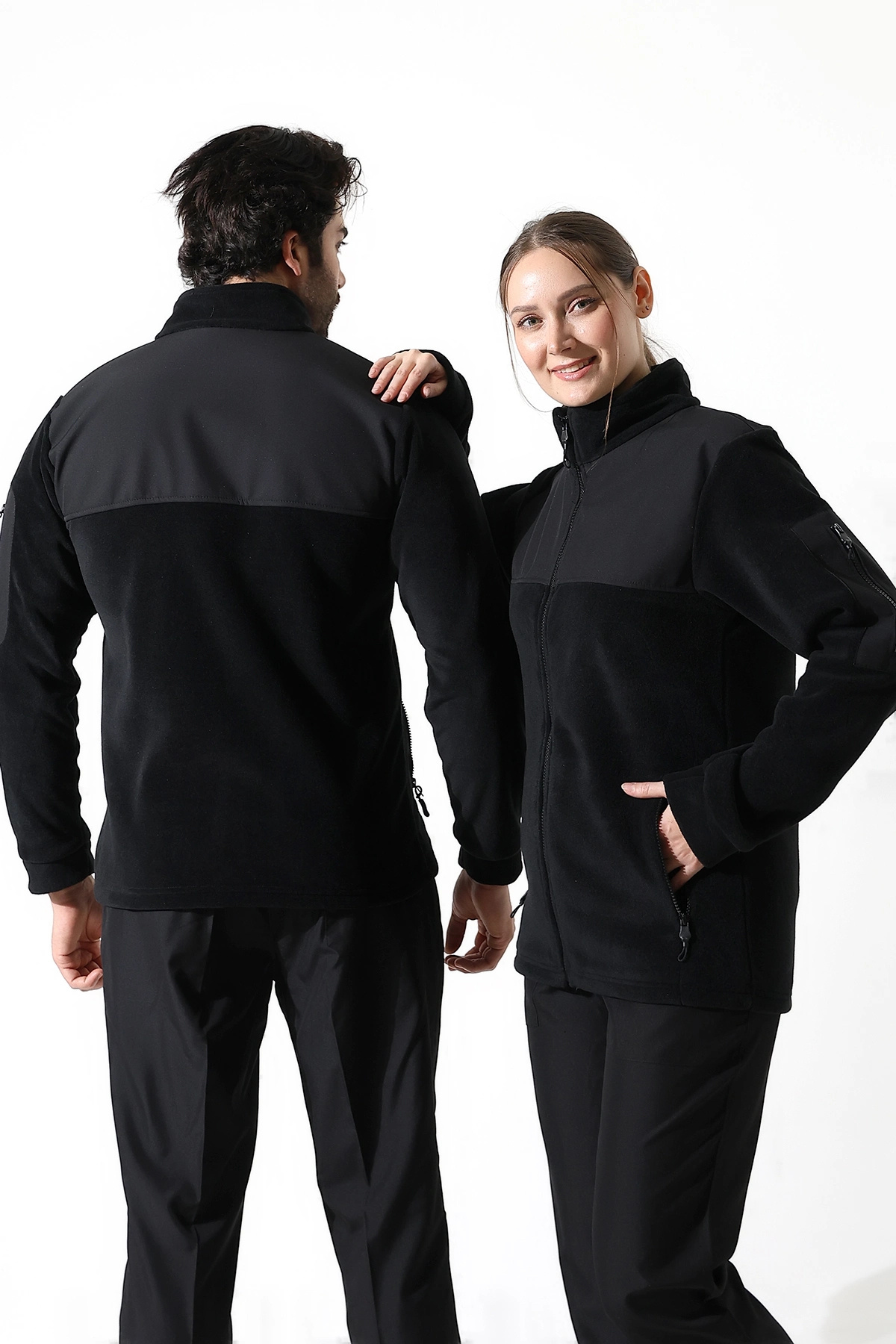 پالتو پشمی یونیسکس با یقه نرم - مشکی — مشکی P5969S5043 — تصویر 4 از 8