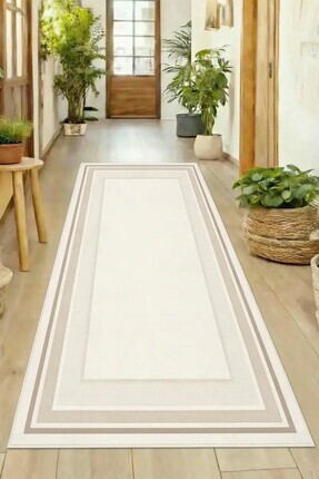 GECE HOME DİJİTAL BASKILI BEJ Kaymaz Taban Yıkanabilir Modern Mutfak Halısı S...