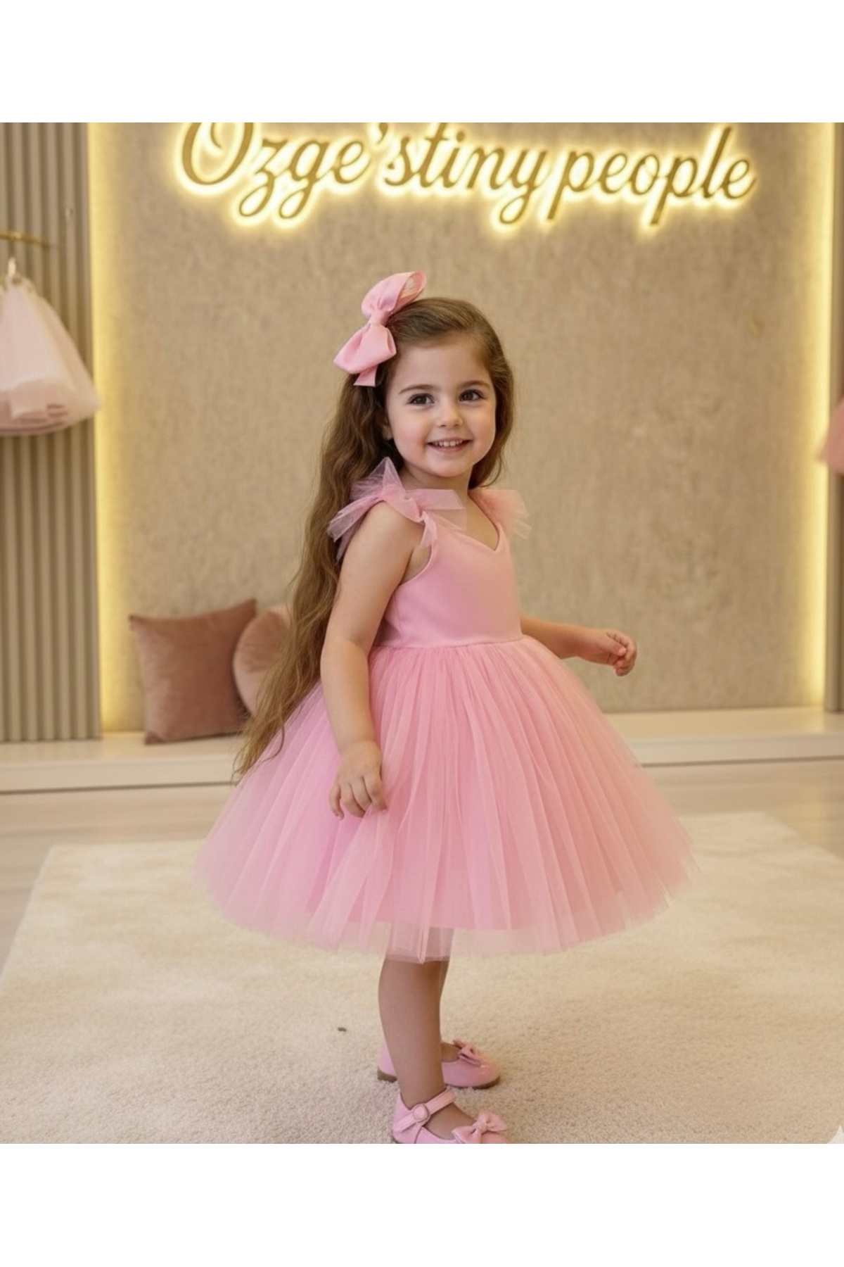 Tinypeople Kız çocuk pembe tütü abiye elbise bayramlık elbise parti elbisesi