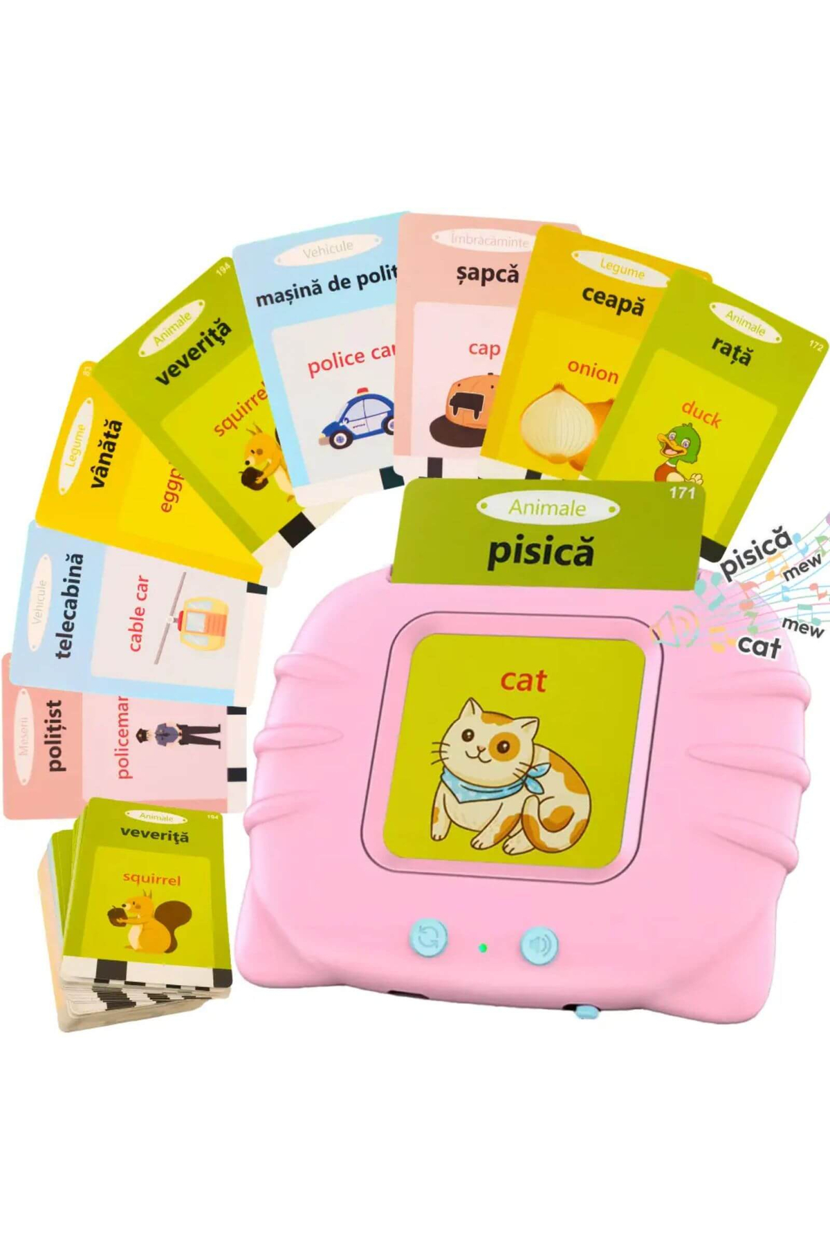 MC Micostore Παιδικό παιχνίδι ανάγνωσης καρτών, δίγλωσσο ρουμανικό και αγγλικ...