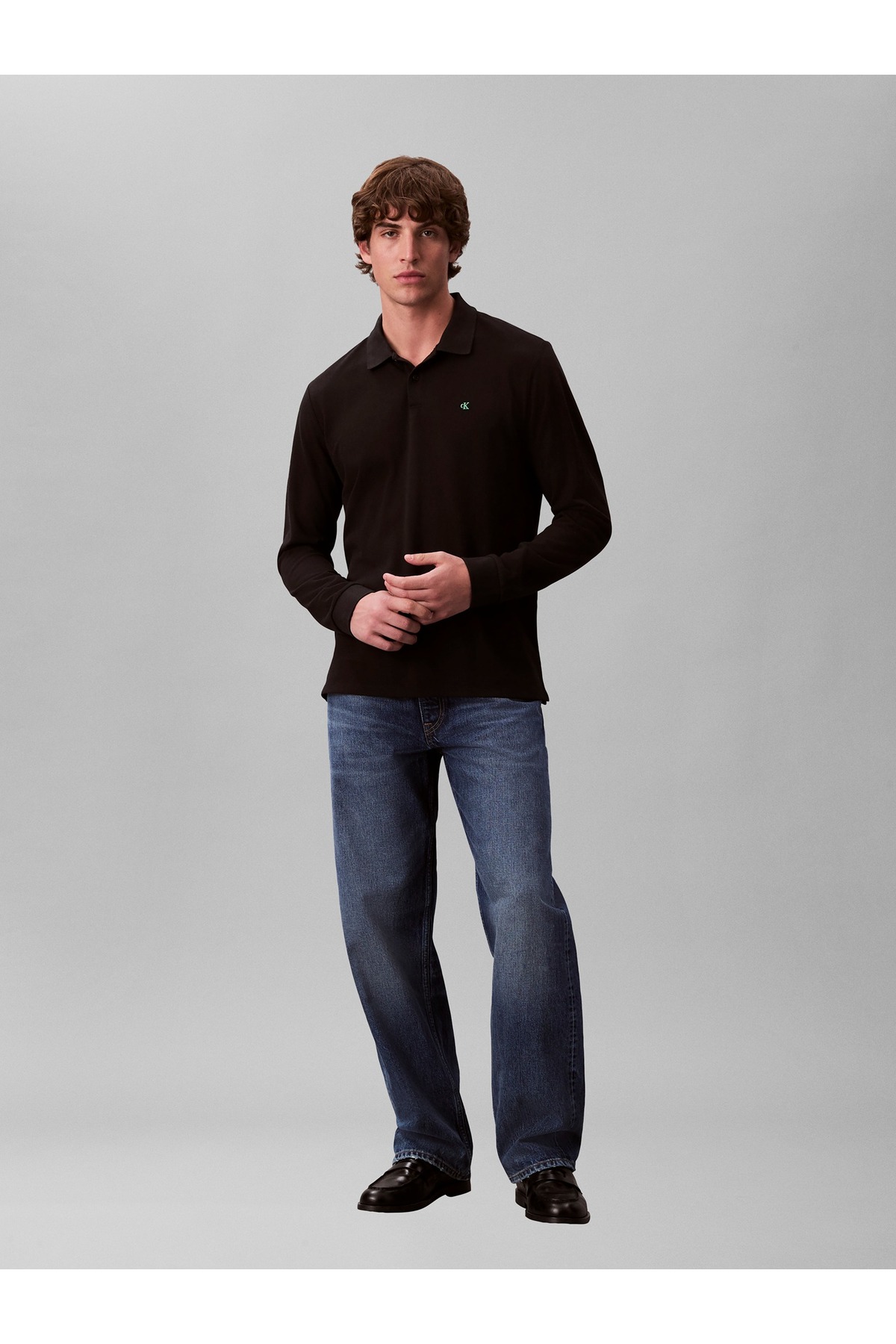 کلوین کلاین سویشرت پولو مردانه LS مدل Pique Casual LV04RE201GUB1