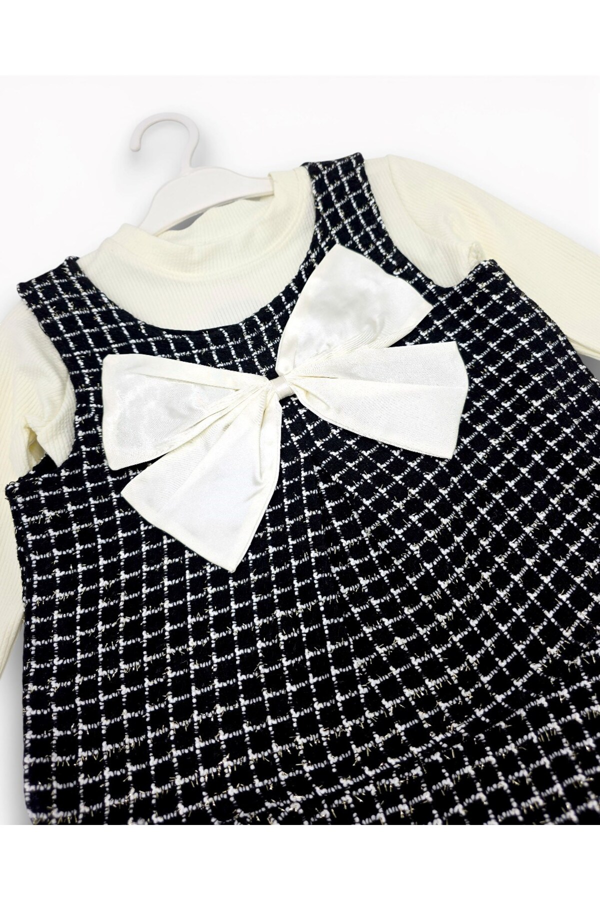 Egelite Kız Çocuk Bayramlık Ekoseli Jileli ve Badili 3-4-5-6-7 Yaş Şık Elbise fotoğrafı 6 (önizleme)