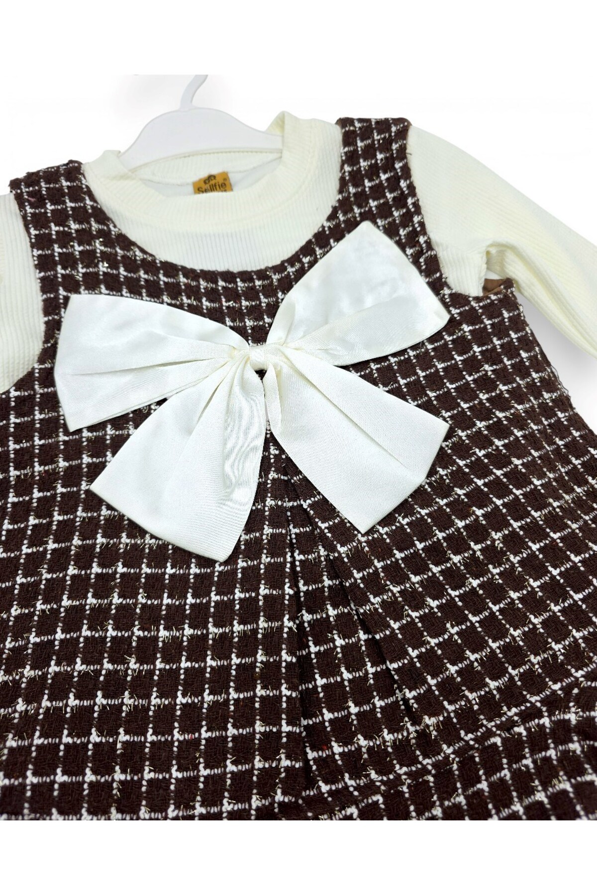 Egelite Kız Çocuk Bayramlık Ekoseli Jileli ve Badili 3-4-5-6-7 Yaş Şık Elbise fotoğrafı 6 (önizleme)