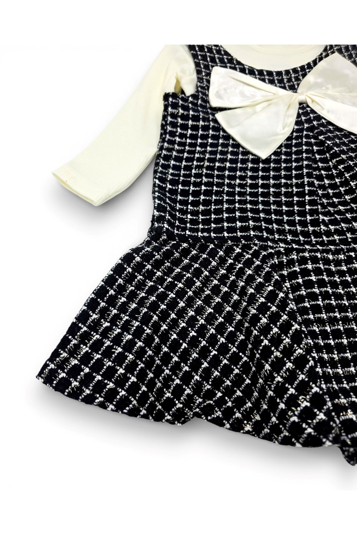 Egelite Kız Çocuk Bayramlık Ekoseli Jileli ve Badili 3-4-5-6-7 Yaş Şık Elbise fotoğrafı 4 (önizleme)