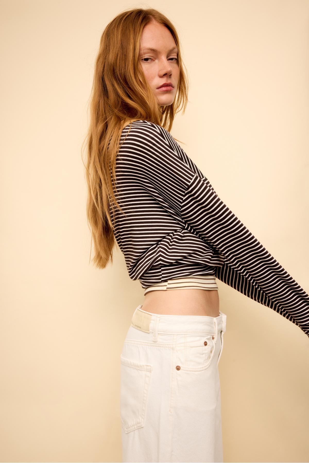 Stradivarius  D91 Düşük Bel Fitilli Geniş Paça Jean - Görsel 4