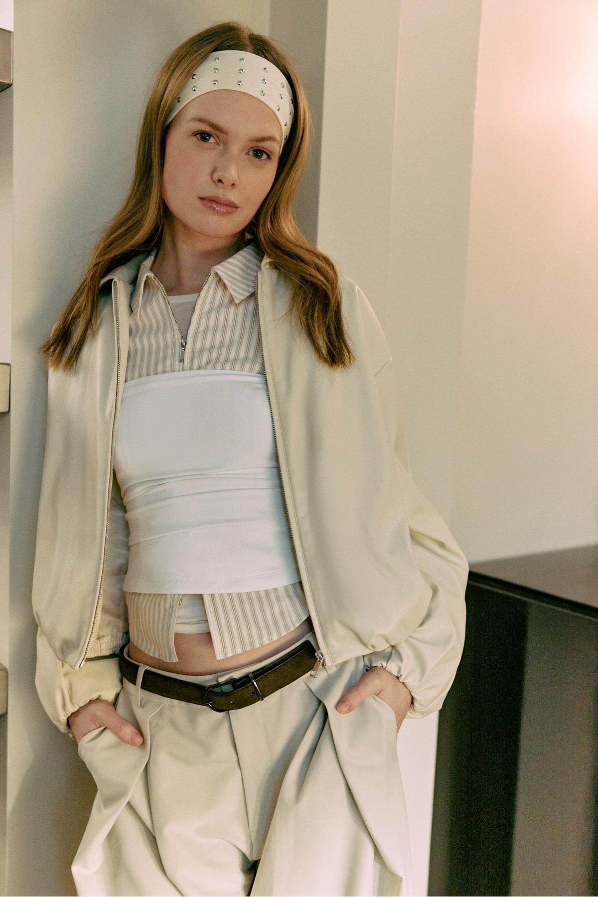 Stradivarius  Suni deri dolgulu bomber ceket