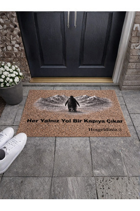 BERT Meşhur Penguen Temalı Kapı Önü Paspası Kaydırmaz Taban 70x45 Dijital Bas...