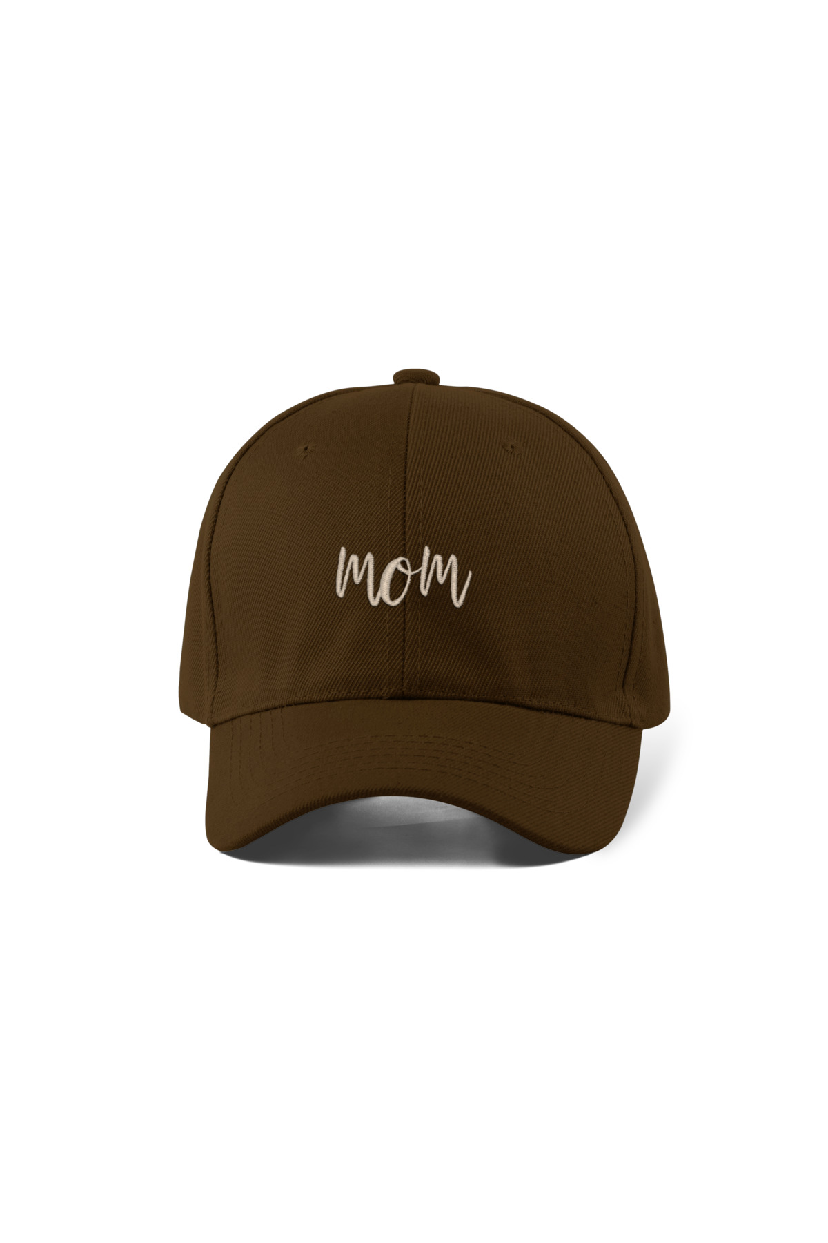 QUATEX Nakışlı Mom Dad Çift Şapka - Kahverengi ve Bej %100 Pamuk Gabardin Unisex Model Çift Şapkası görsel 3